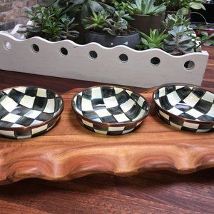 SALE!  Retired MacKenzie-Childs Acacia Wood Serving Tray & 3 Bowls